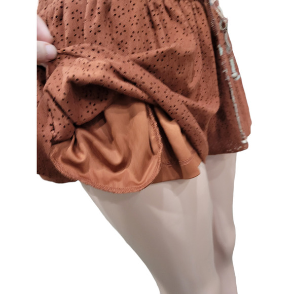 ZARA Faux Vegan Suede Lasercut Elastic Drawstring Pull On Shorts Size Small - Picture 10 of 10